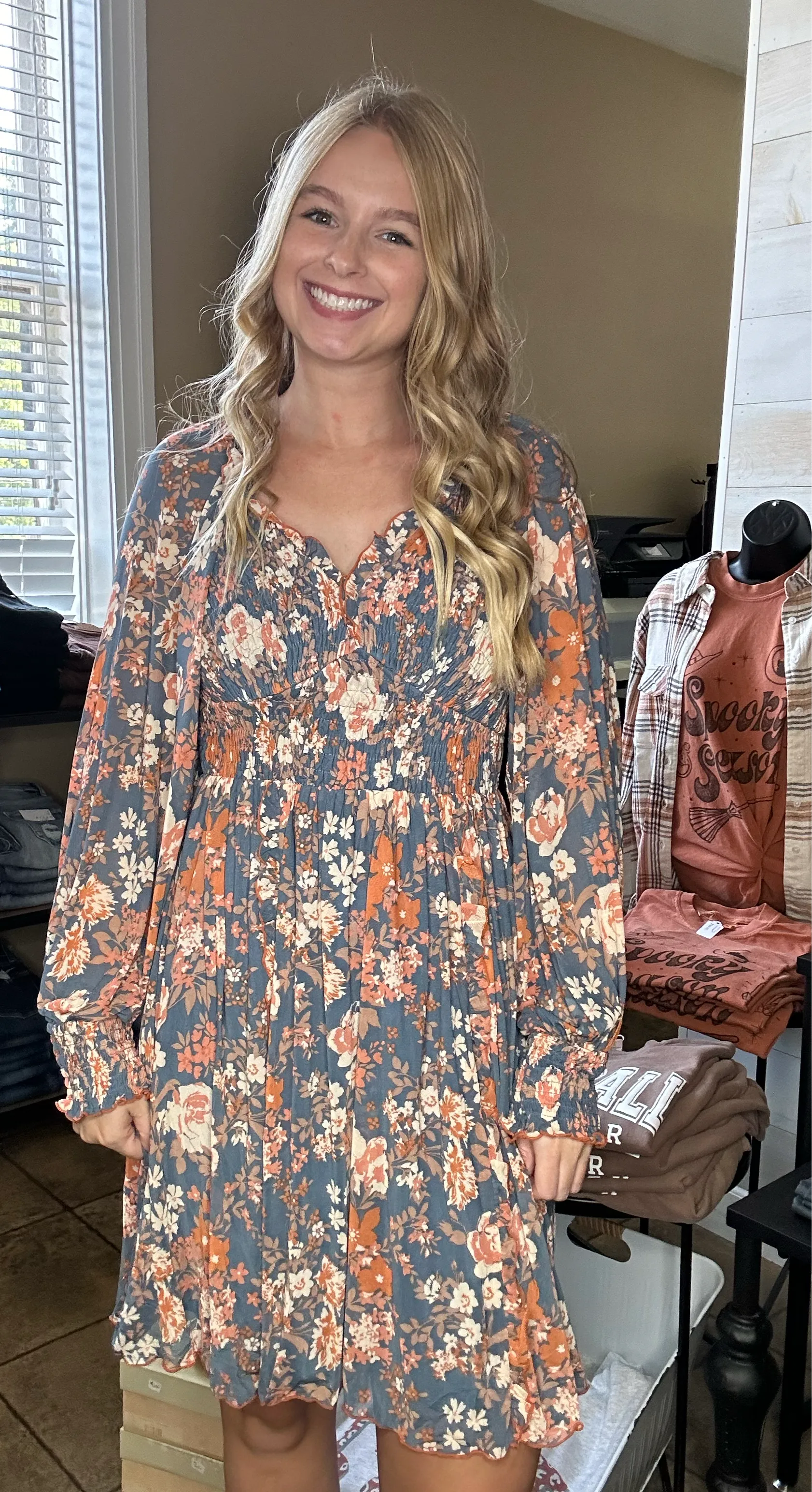 Flirting With Fall Floral Print Dress