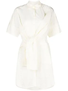 Fold Shirt Dress - White Punched Boxed