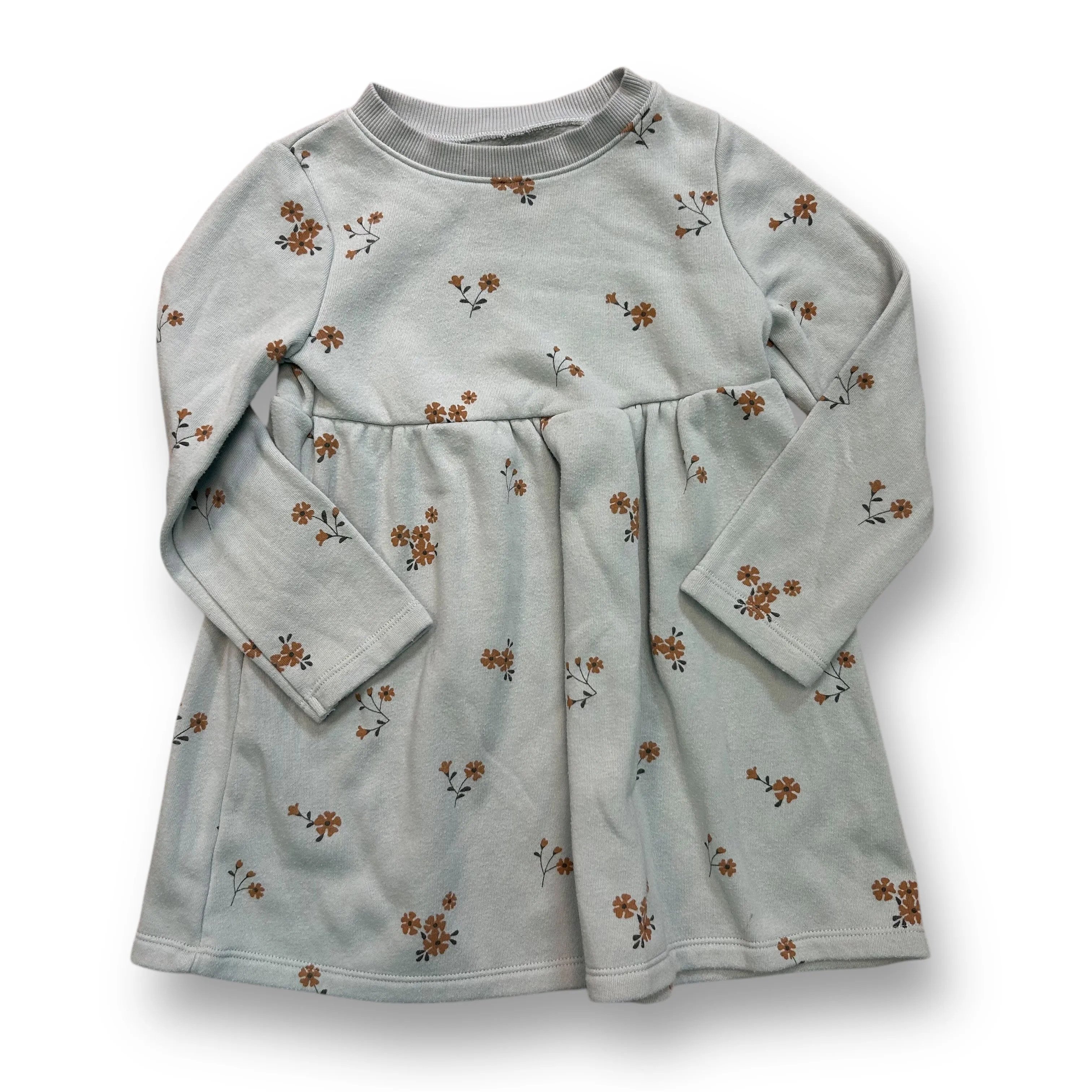 Girls Little Co. Size 3T Light Blue Floral Fleece Lined Comfy Dress