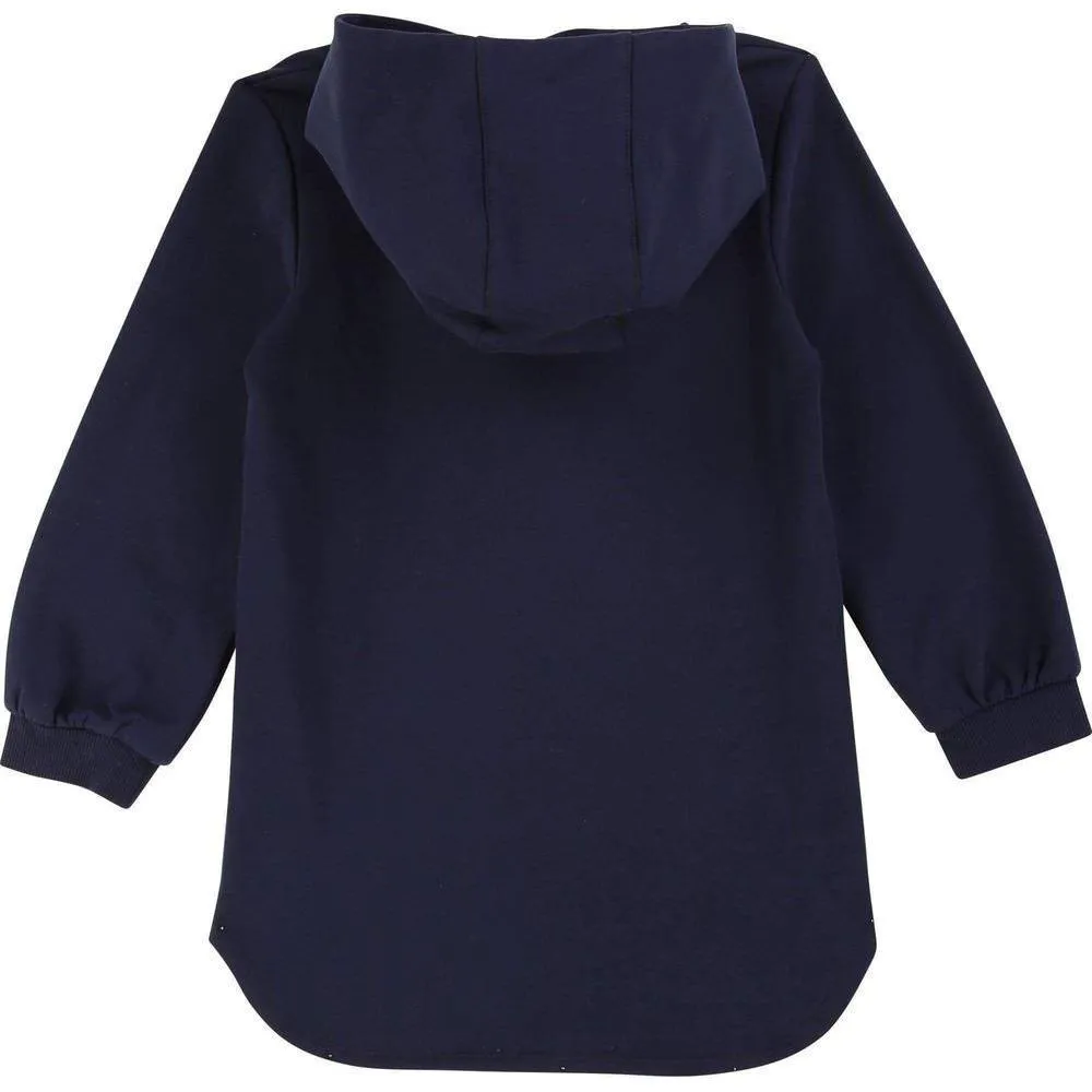 Girls Navy Hooded Dress