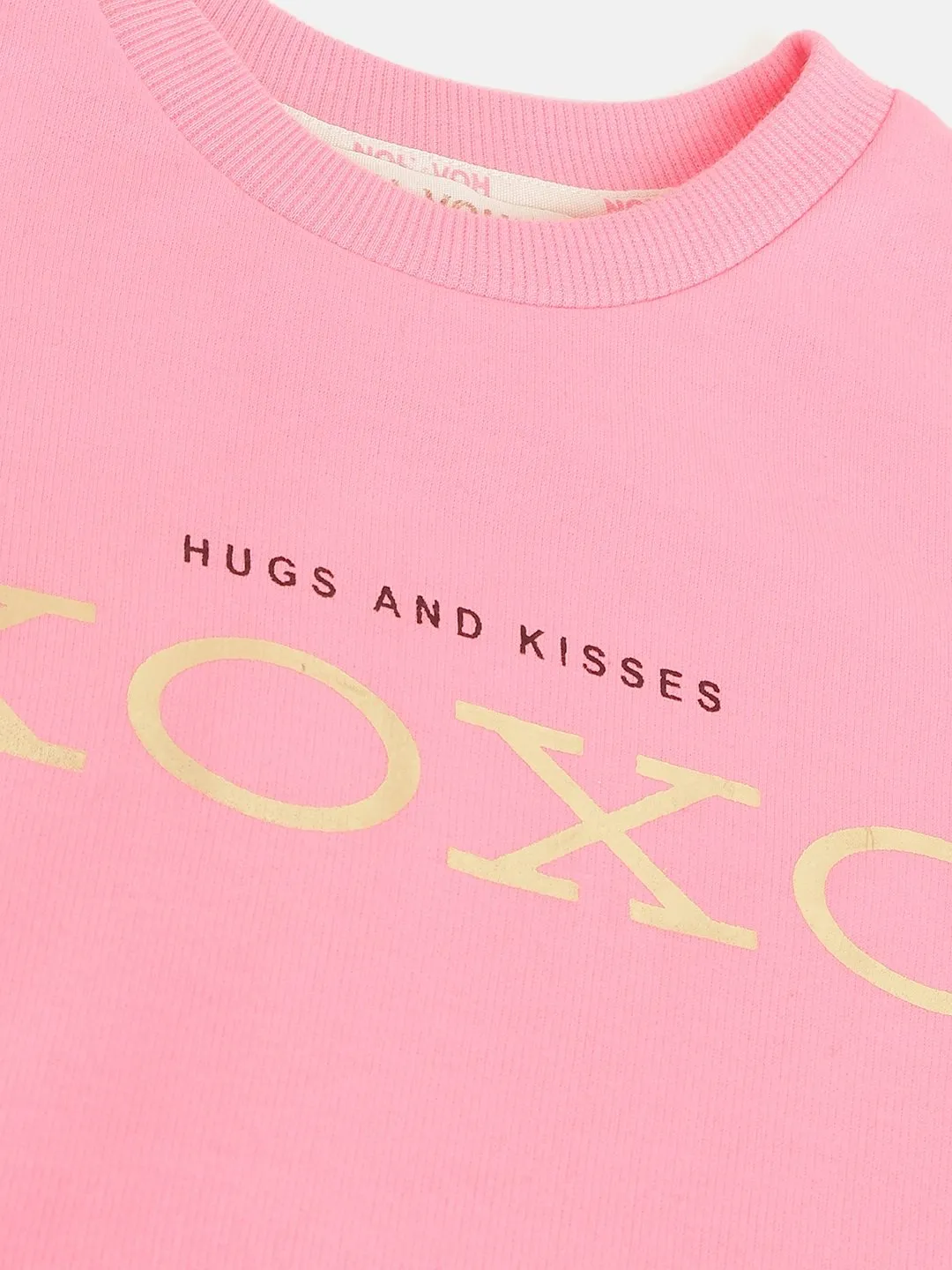 Girls Pink Fleece Xoxo Kangaroo Pocket Dress