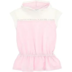 Girls Pink Two Tone Dress With Crystals