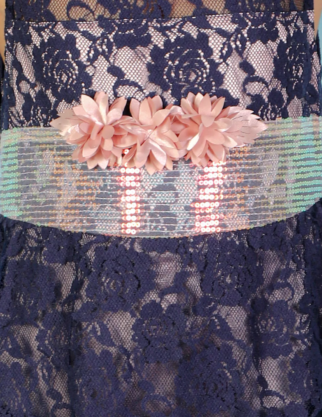 Girl's Stylish Layered Gown-Navy Blue - Lil Peacock