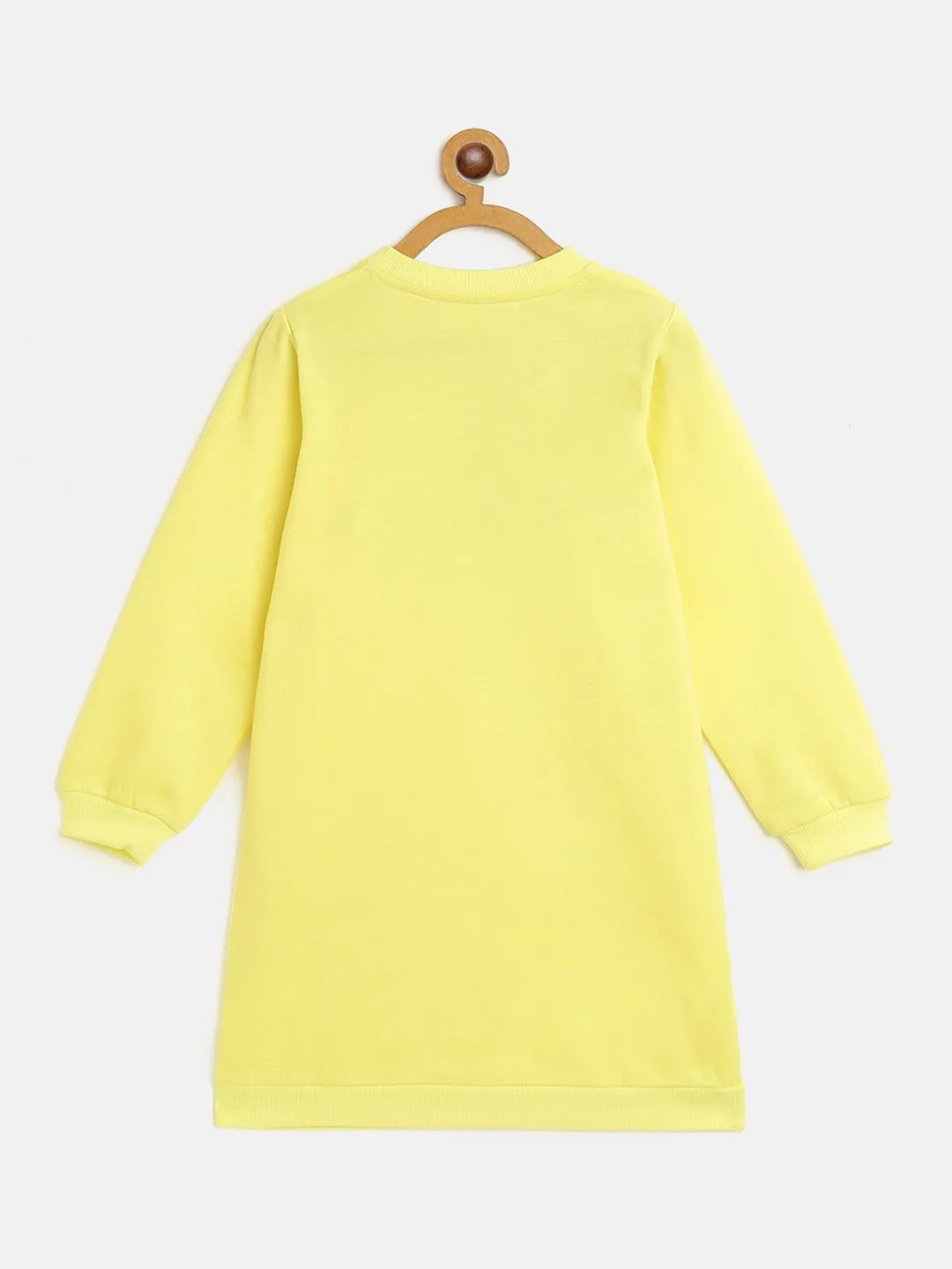 Girls Yellow Fleece Fearless Kangaroo Pocket Dress