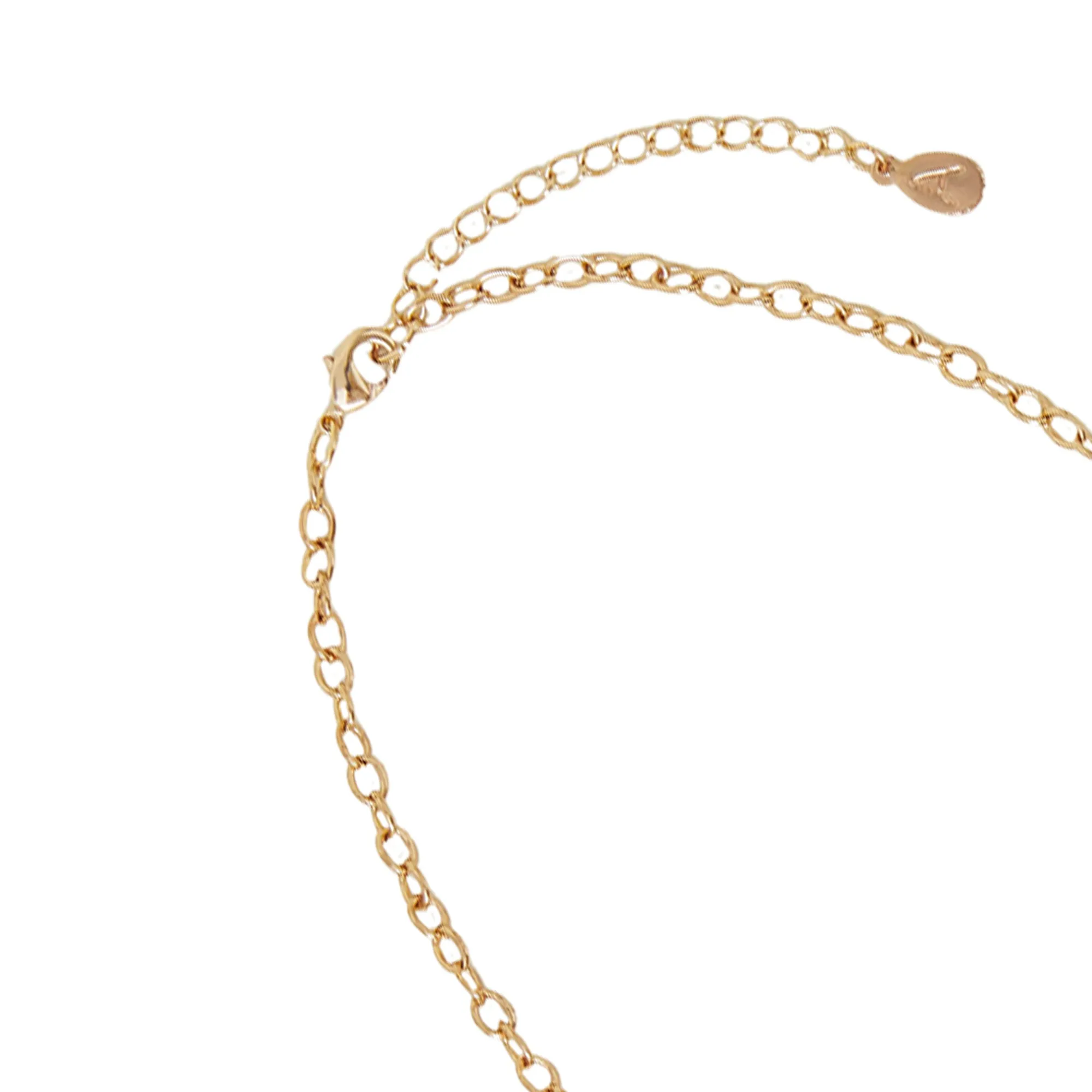 Gold Hammered Link Pendant Collar Necklace
