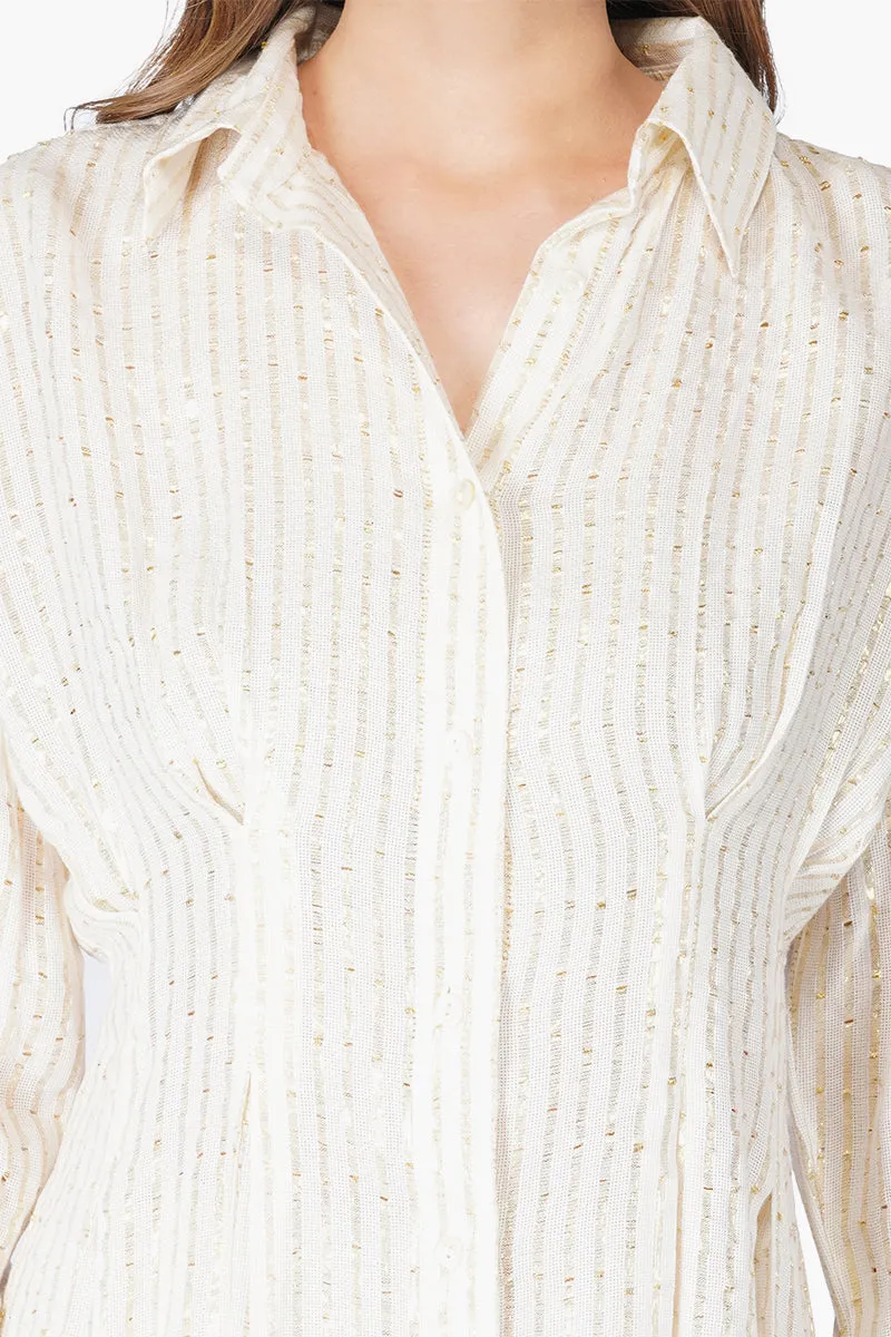 Golden Stripe Shirt Dress