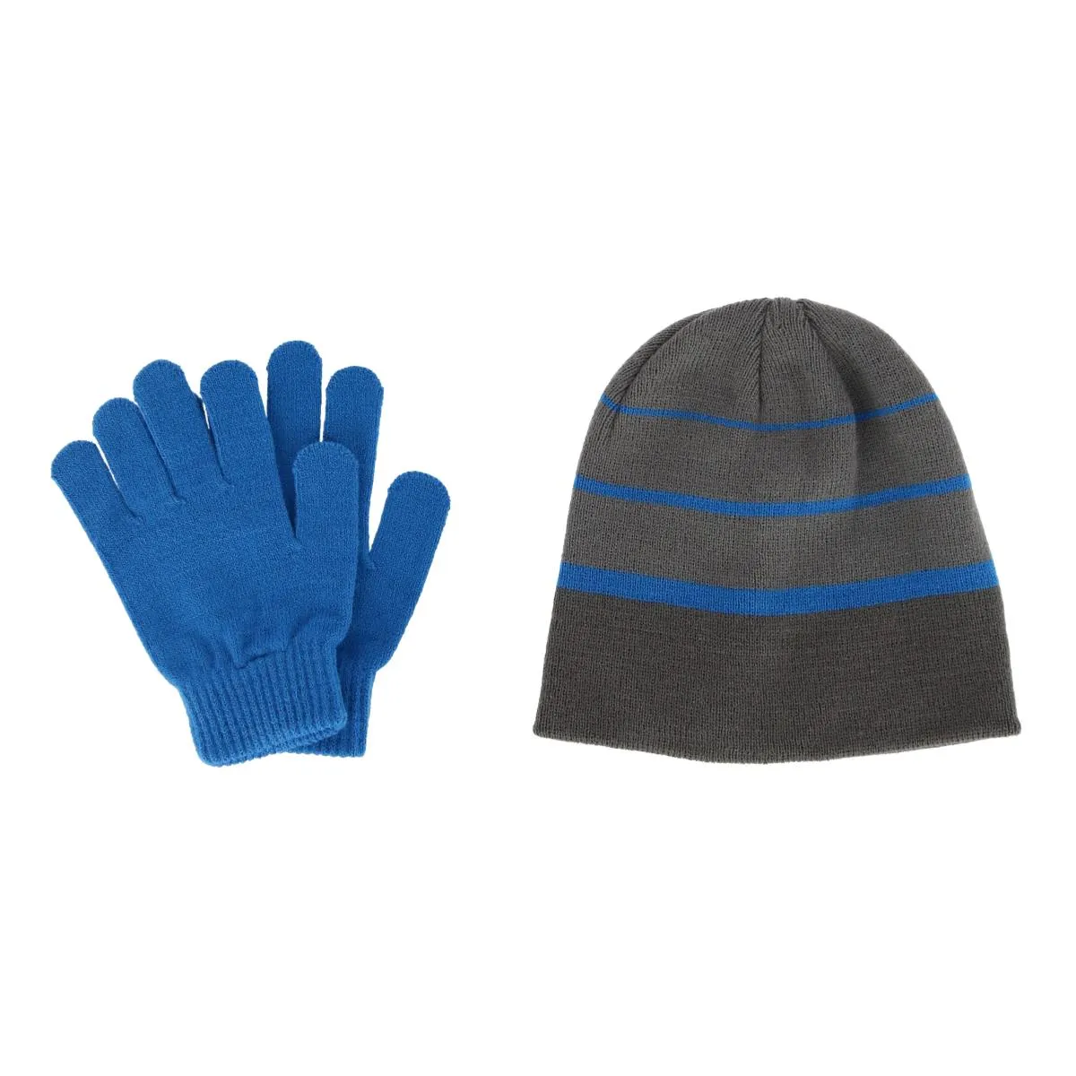Grand Sierra Kids' 8-12 Striped 2-Piece Winter Beanie and Glove Set