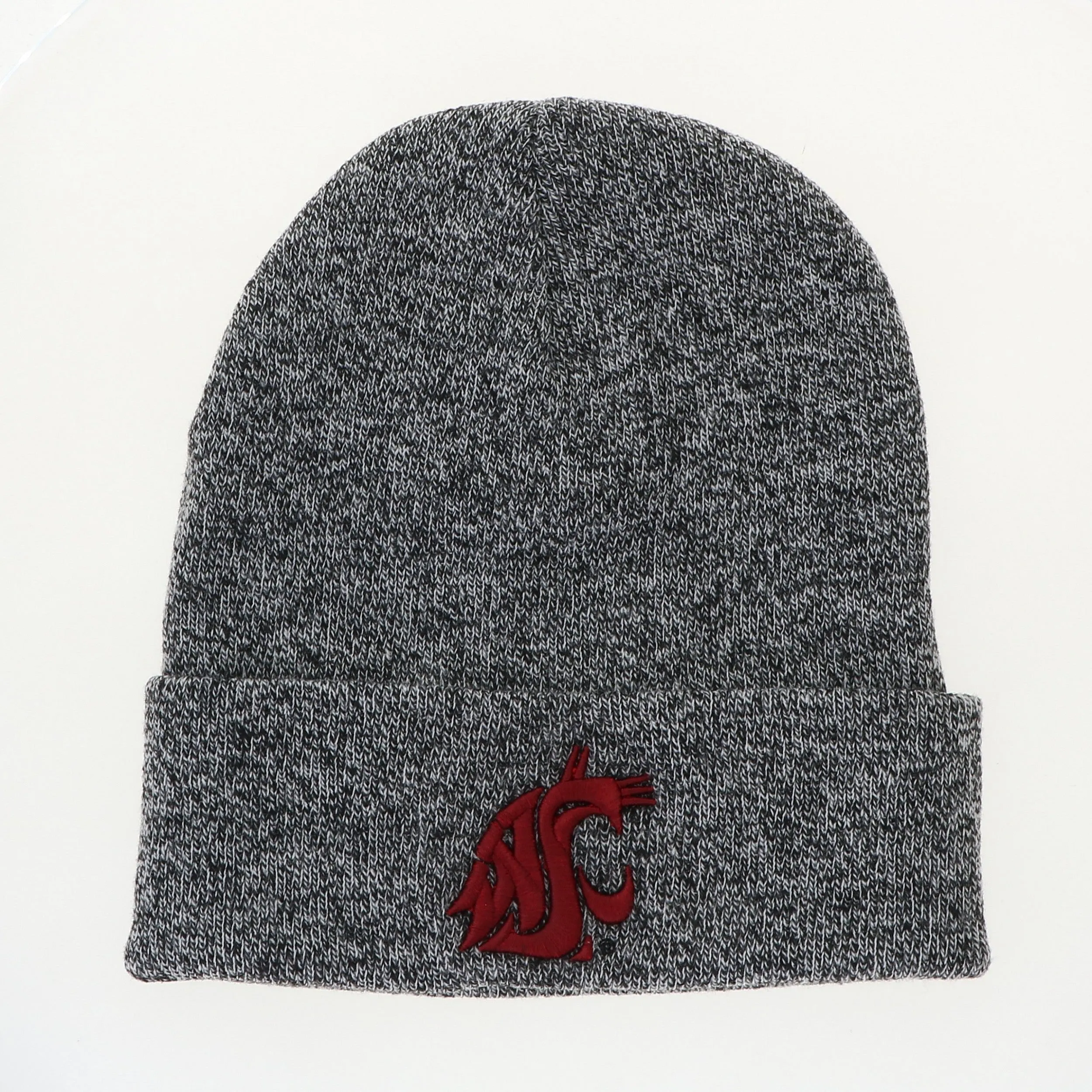Gray Marled WSU Foldover Beanie