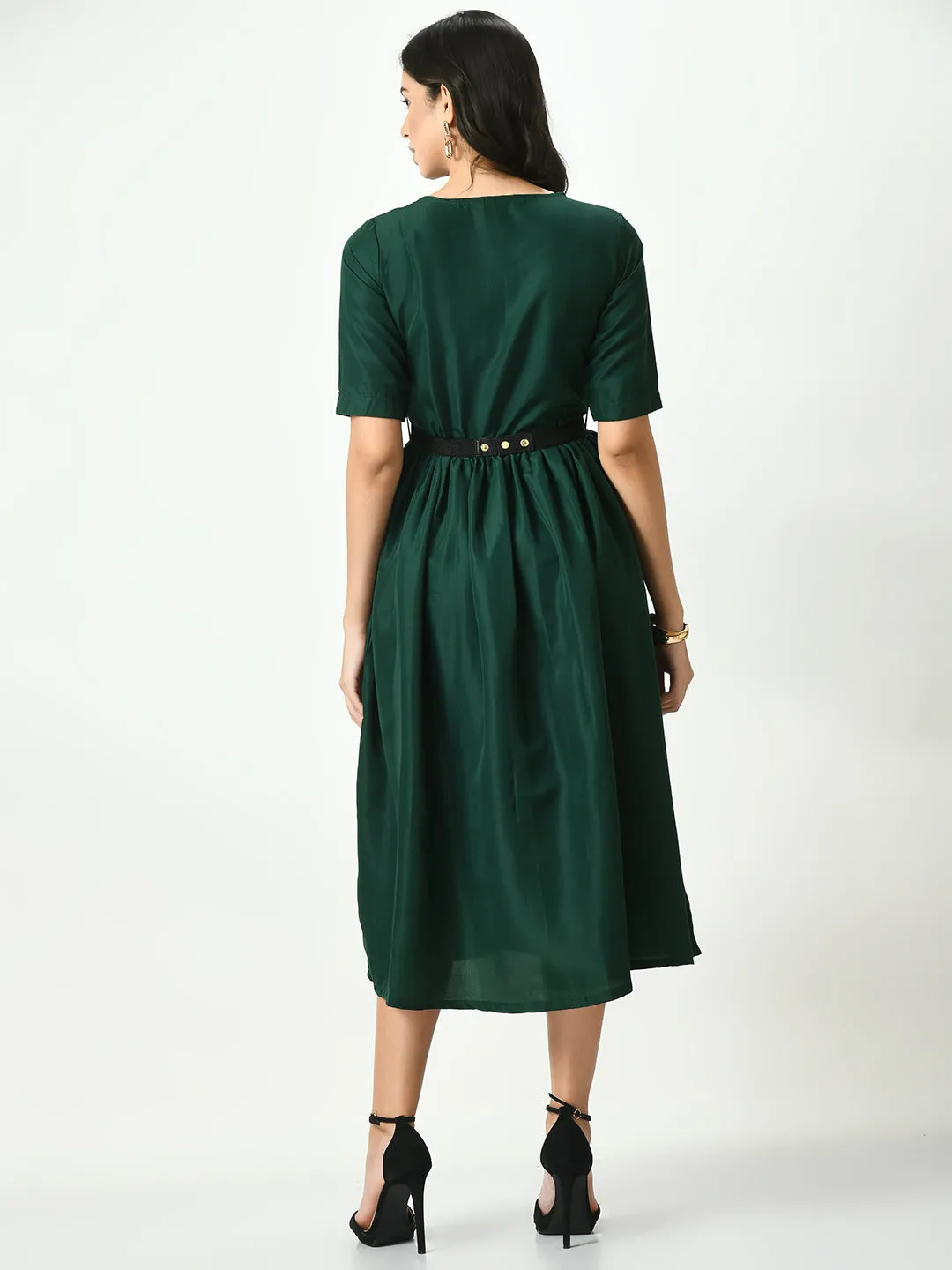 Green Stylish Midi Dress For Womens