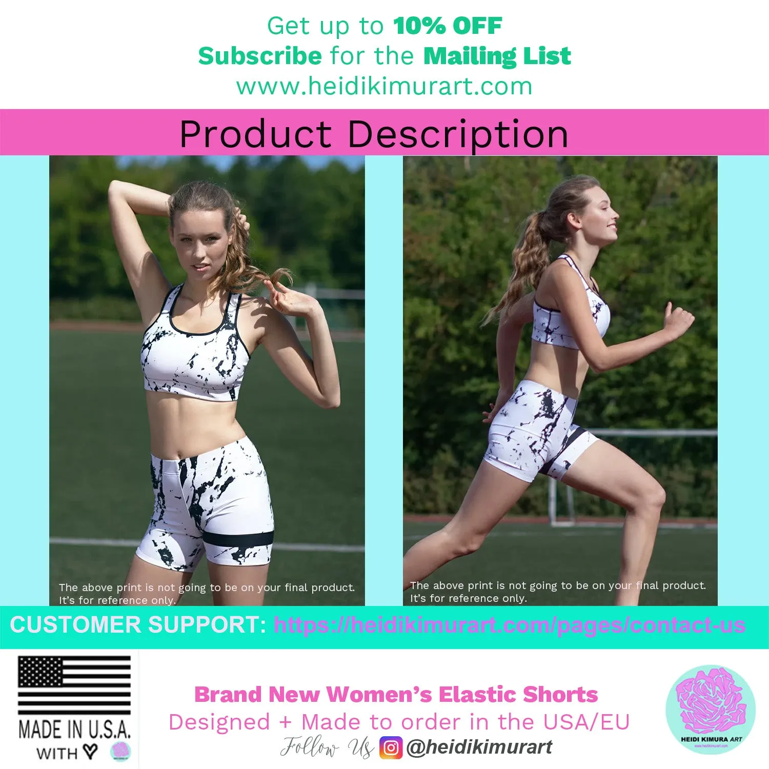 Hot Pink Workout Women's Shorts, Striped Designer Exercise Short Tights-Made in USA/EU/MX