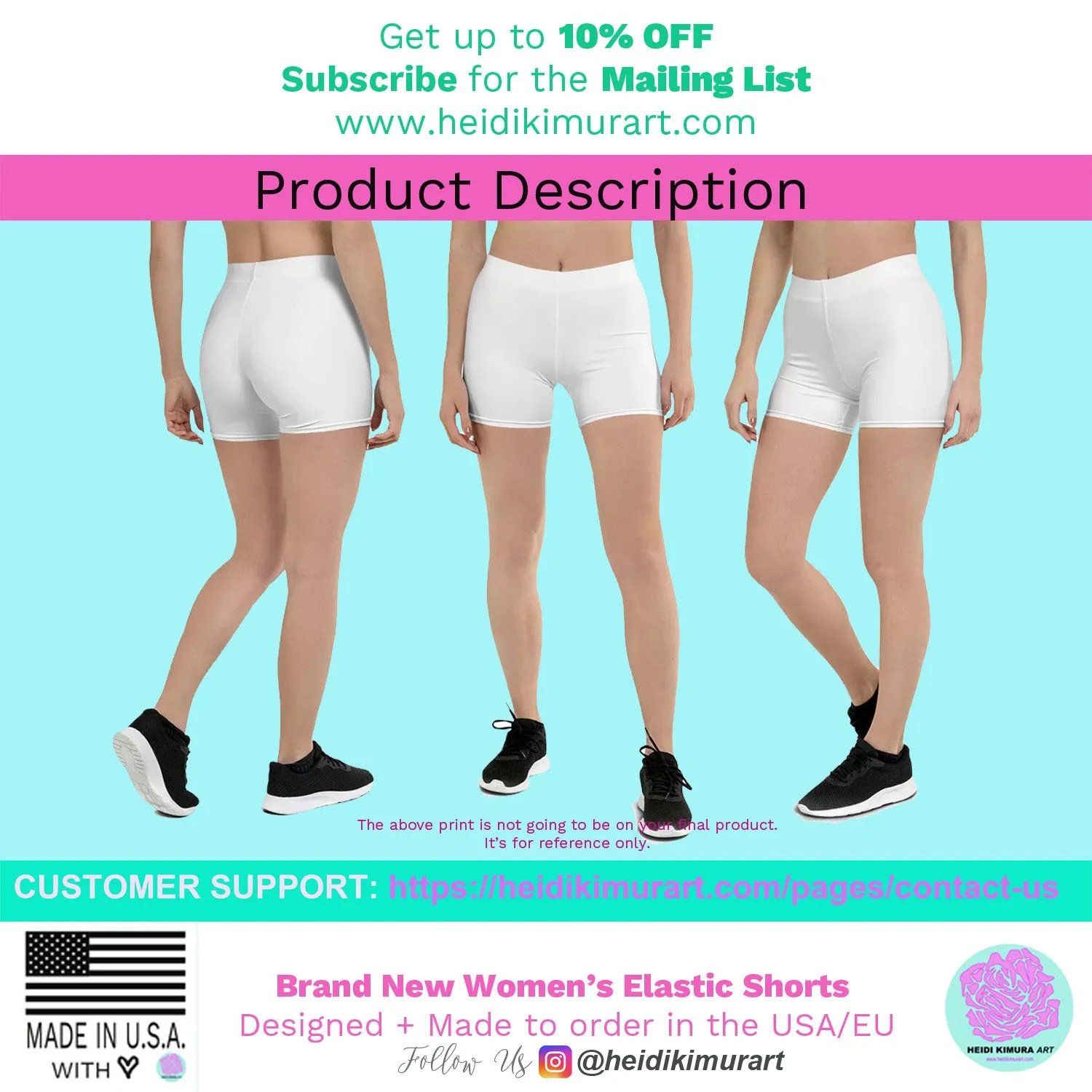 Hot Pink Workout Women's Shorts, Striped Designer Exercise Short Tights-Made in USA/EU/MX