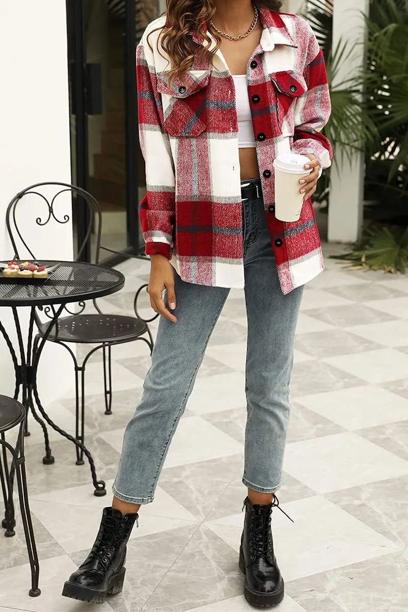 Hot Sale Women's Fall Flannel Plaid Button Down Shirts Jackets (BUY 2 FREE SHIPPING)