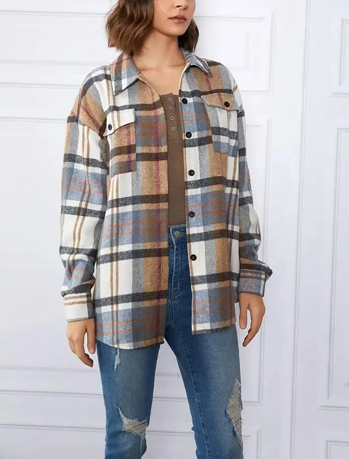 Hot Sale Women's Fall Flannel Plaid Button Down Shirts Jackets (BUY 2 FREE SHIPPING)