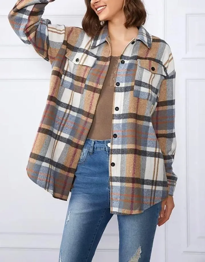 Hot Sale Women's Fall Flannel Plaid Button Down Shirts Jackets (BUY 2 FREE SHIPPING)