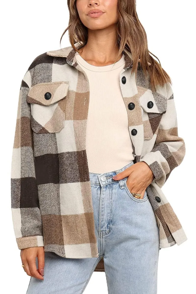 Hot Sale Women's Fall Flannel Plaid Button Down Shirts Jackets (BUY 2 FREE SHIPPING)