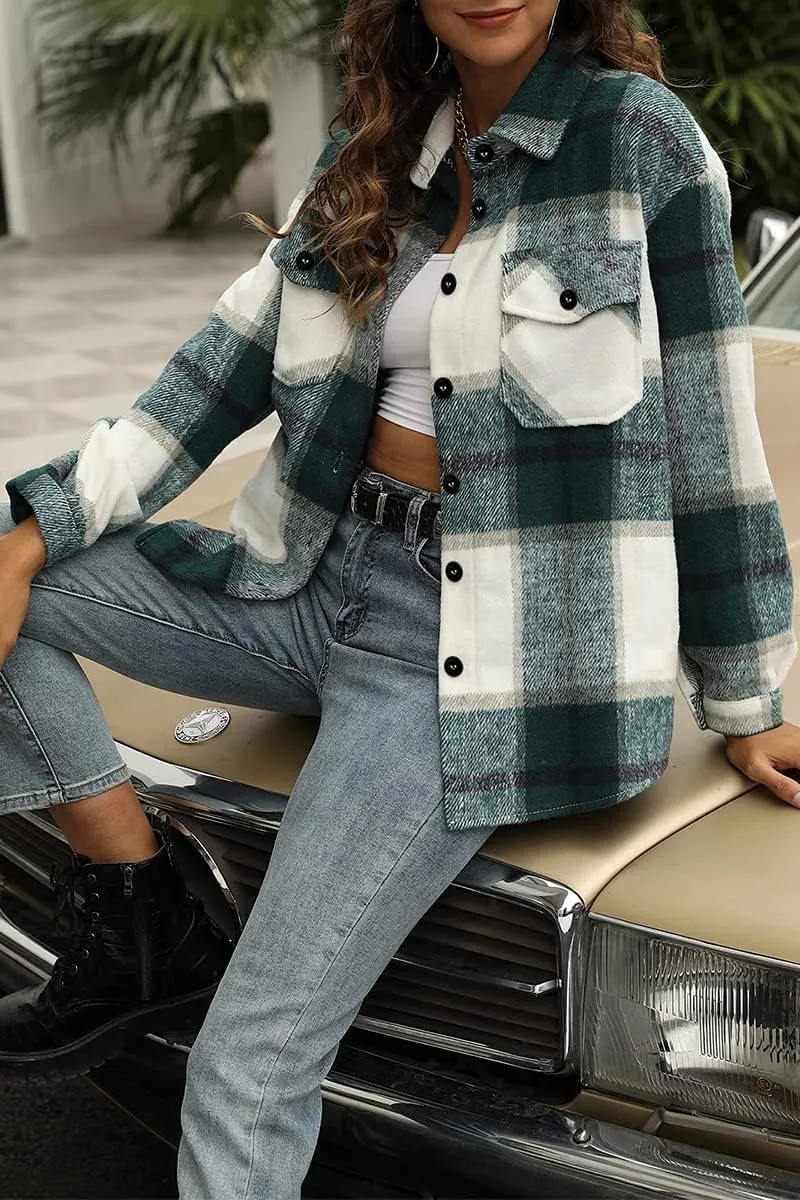 Hot Sale Women's Fall Flannel Plaid Button Down Shirts Jackets (BUY 2 FREE SHIPPING)