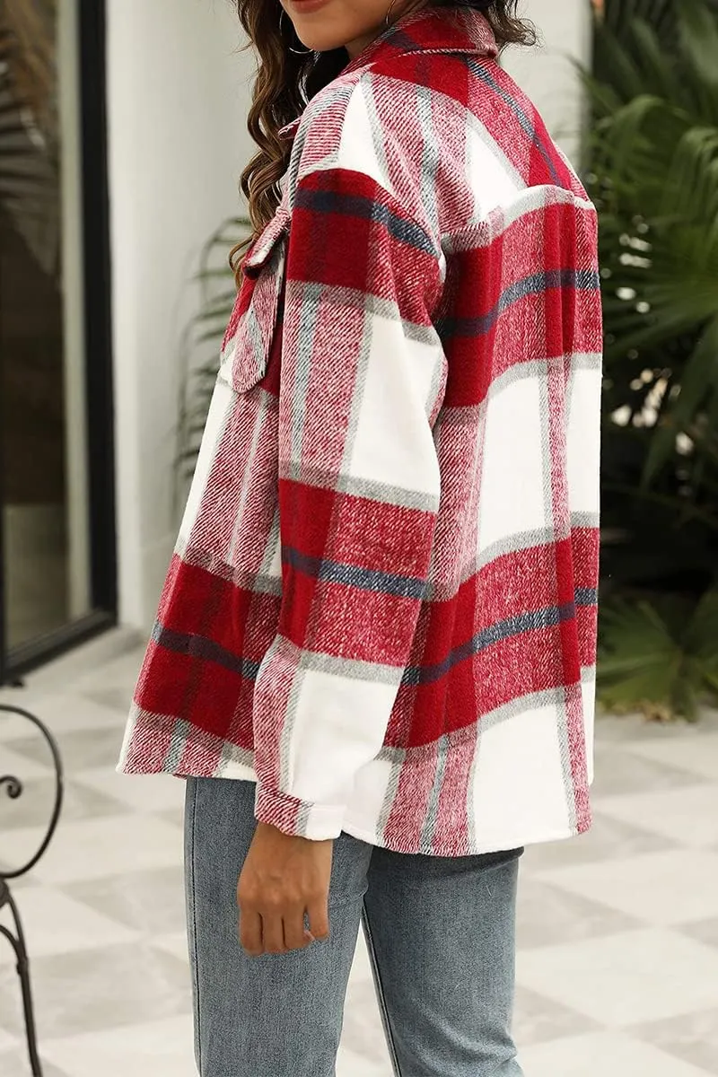 Hot Sale Women's Fall Flannel Plaid Button Down Shirts Jackets (BUY 2 FREE SHIPPING)
