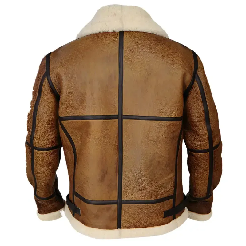 Iconic Men's Brown B3 Bomber Shearling Jacket - Warm & Stylish