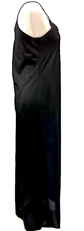Ivan Grundahl Copenhagen. Black Acetate/Nylon Maxi Slip Dress