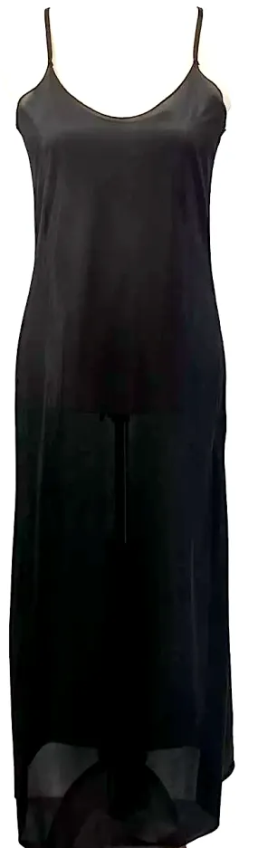 Ivan Grundahl Copenhagen. Black Acetate/Nylon Maxi Slip Dress