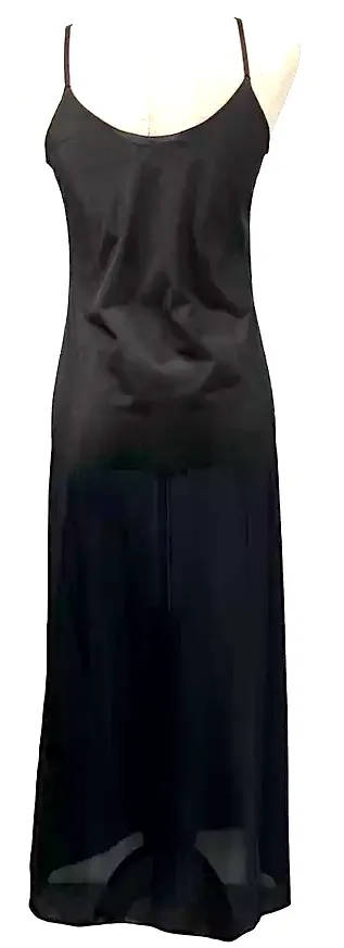 Ivan Grundahl Copenhagen. Black Acetate/Nylon Maxi Slip Dress