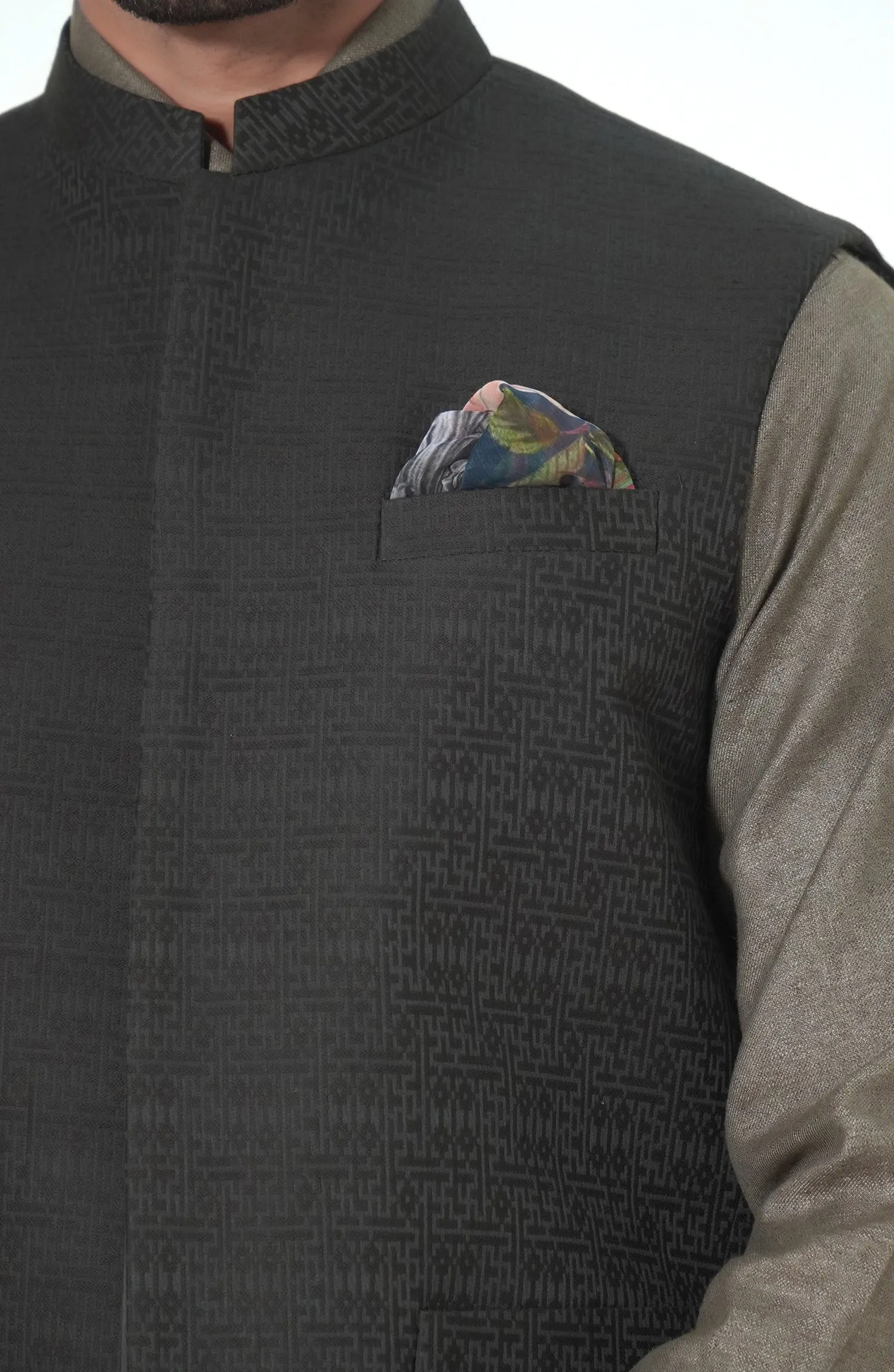 Jacquard Waistcoat - Olive