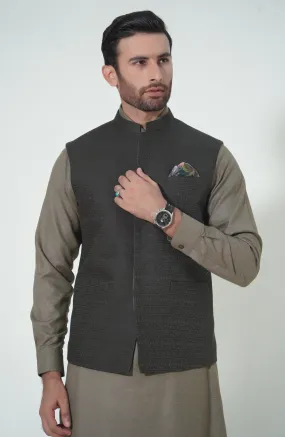 Jacquard Waistcoat - Olive
