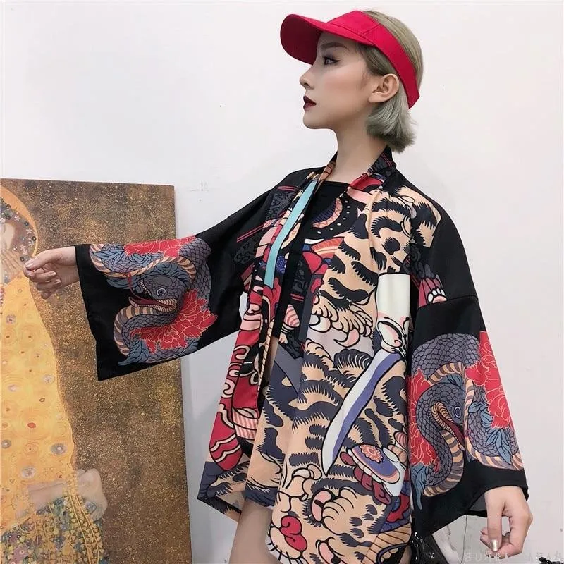 Japanese Kimono Cardigan Demon Painting