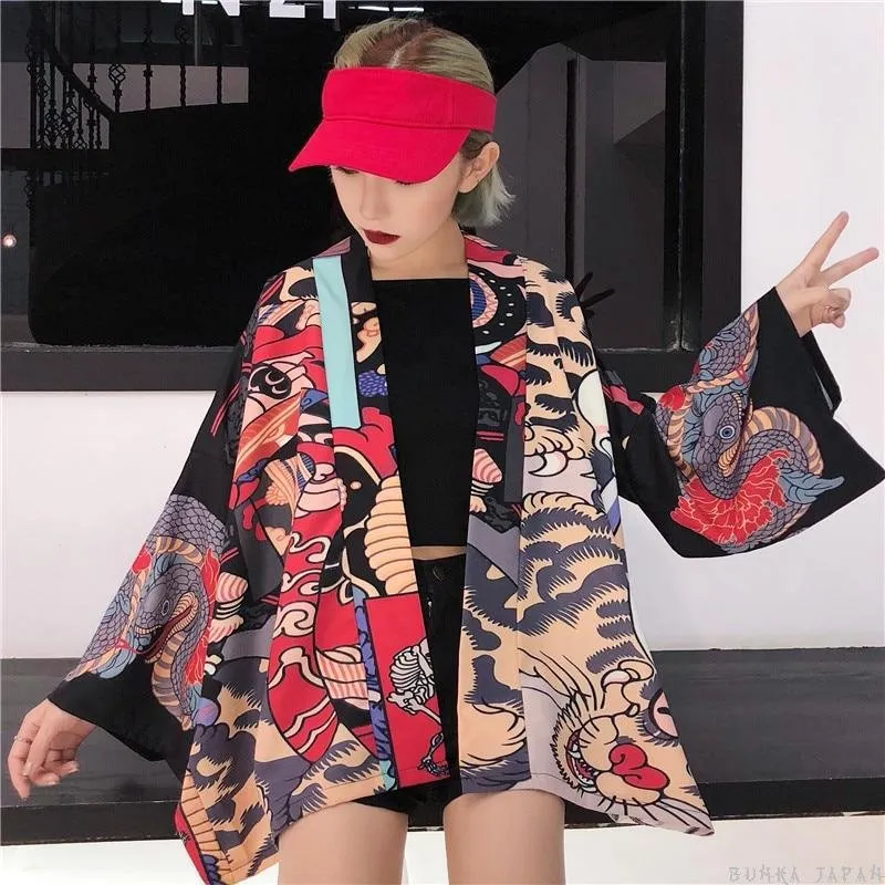 Japanese Kimono Cardigan Demon Painting
