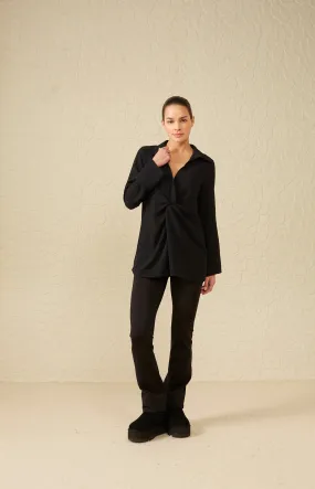 Jersey scuba flared trousers with elastic waist