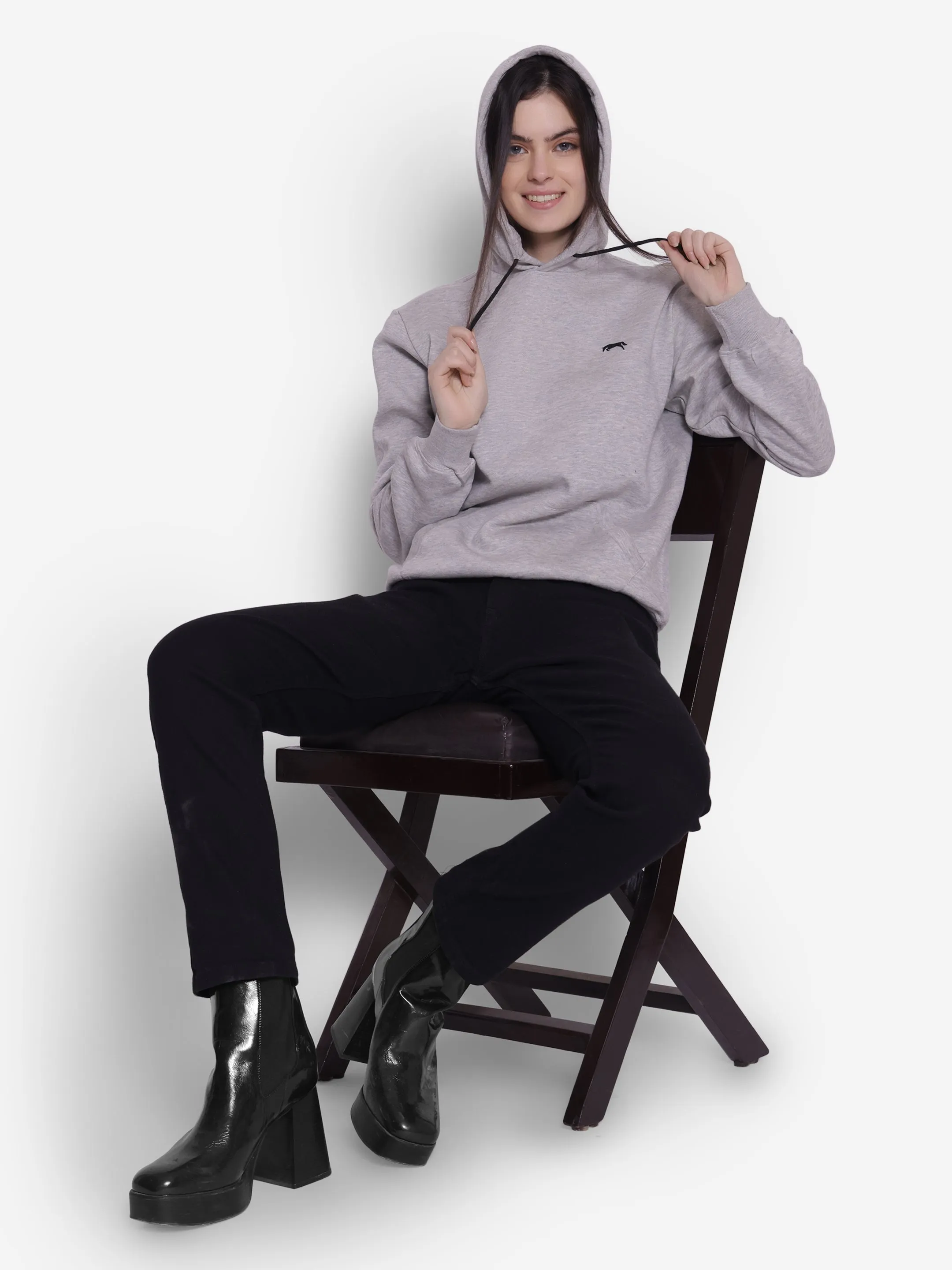 JUMP USA Women Black Solid Hoodie