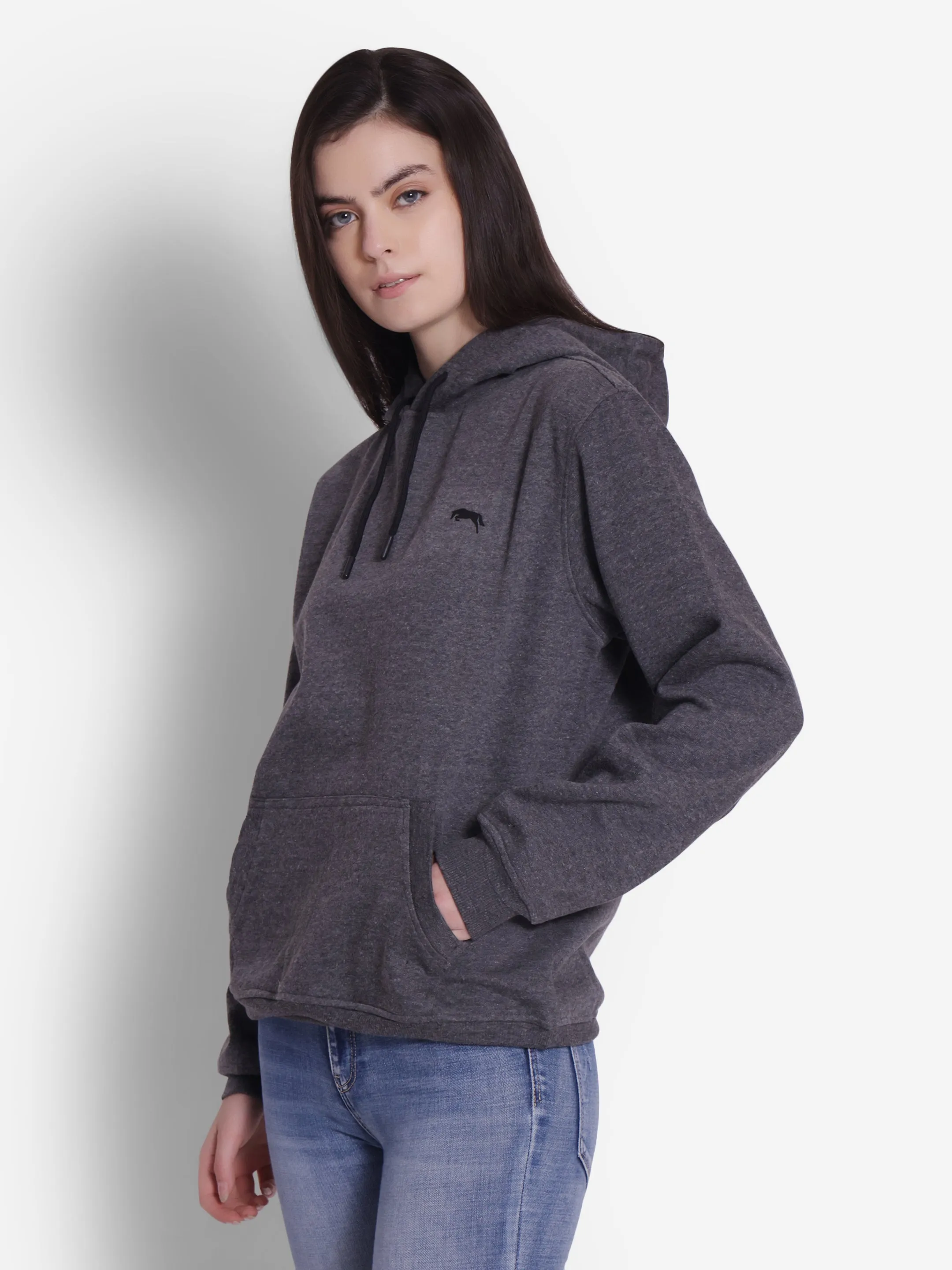 JUMP USA Women Black Solid Hoodie