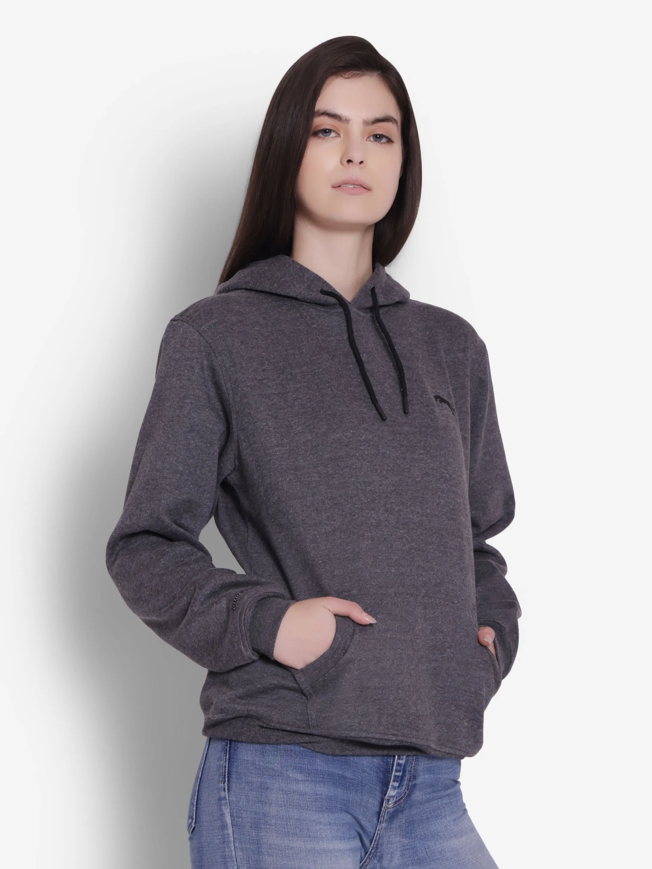 JUMP USA Women Black Solid Hoodie