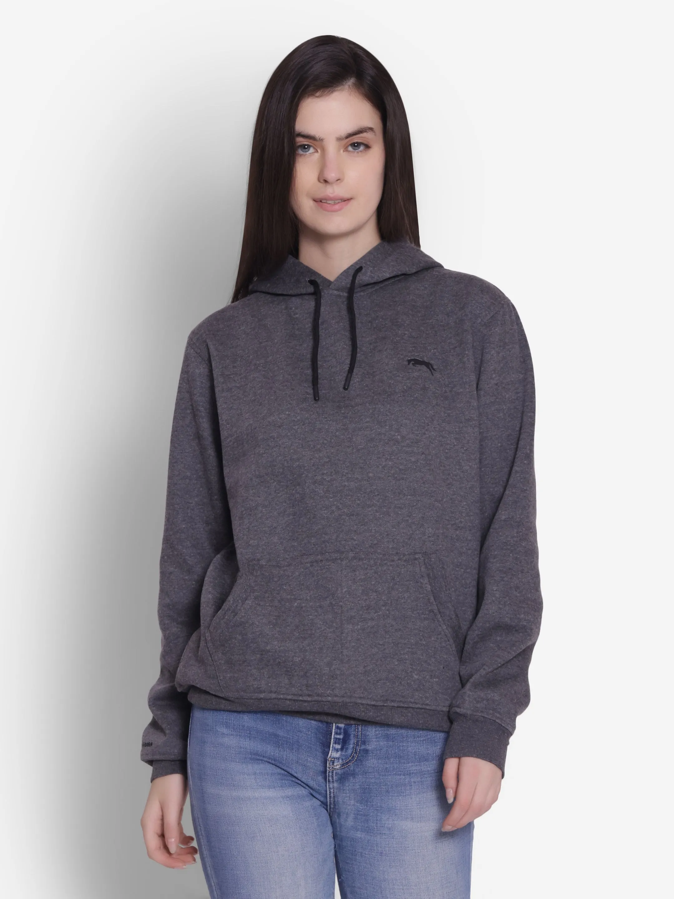 JUMP USA Women Black Solid Hoodie