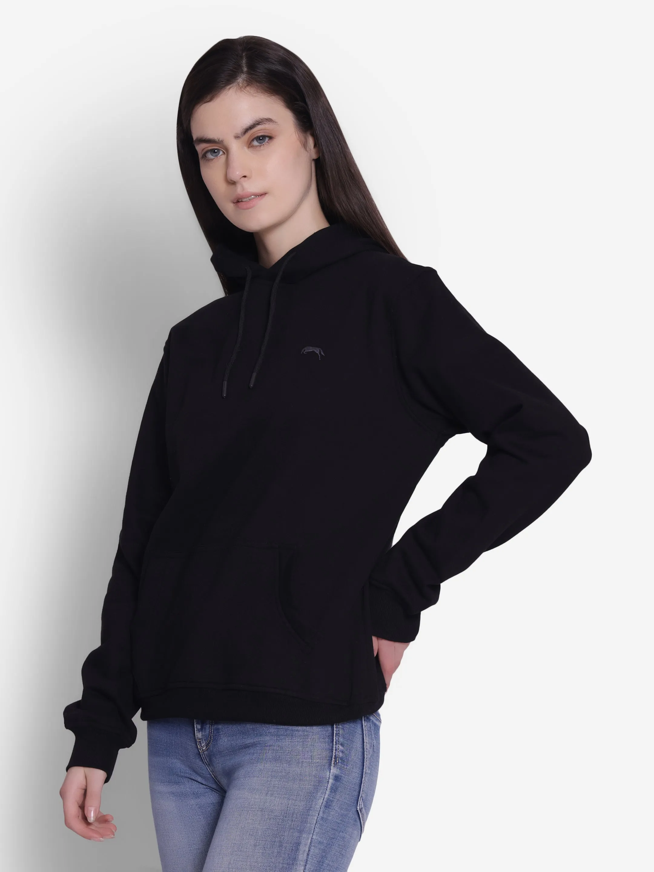 JUMP USA Women Black Solid Hoodie