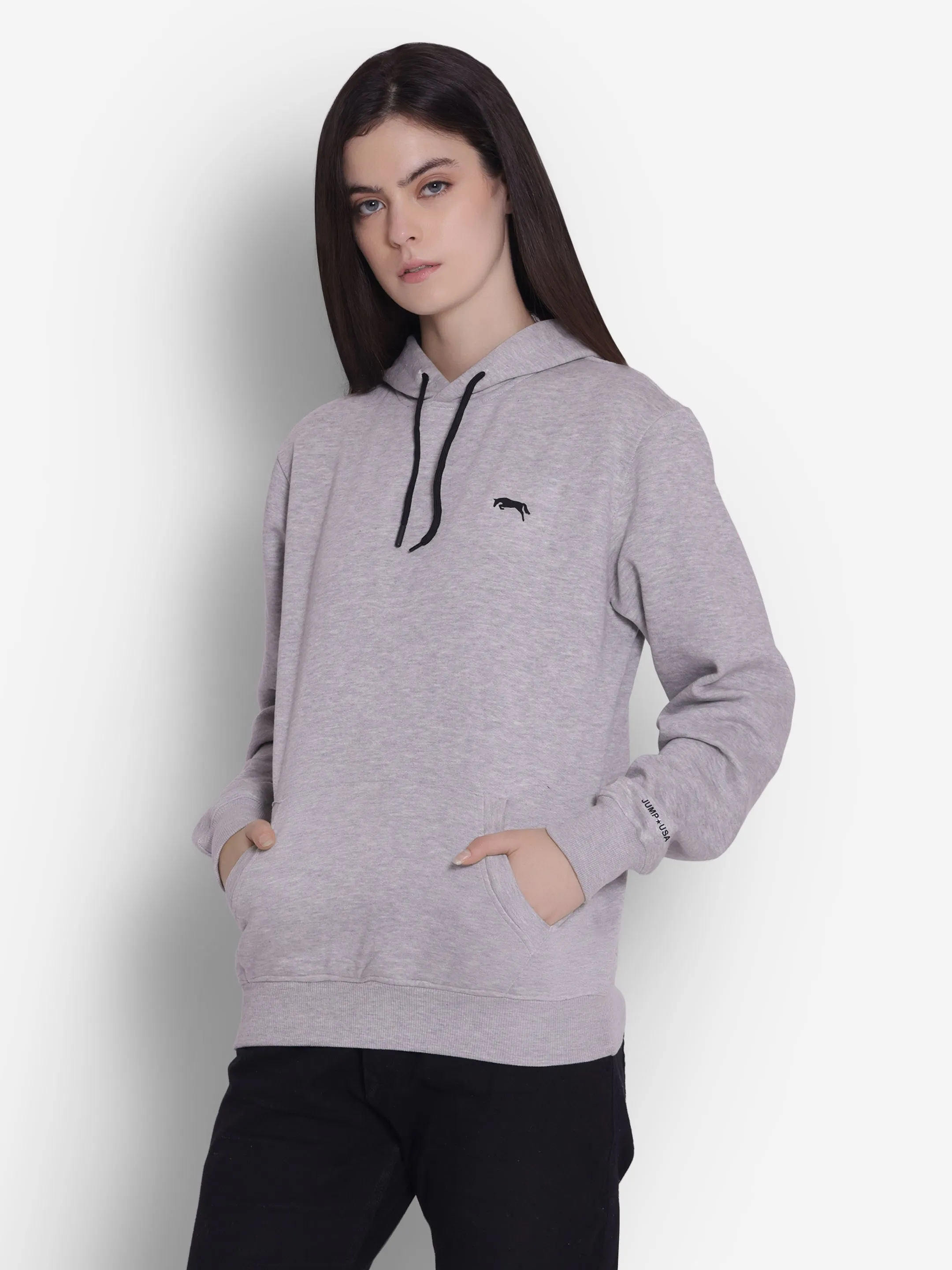 JUMP USA Women Black Solid Hoodie