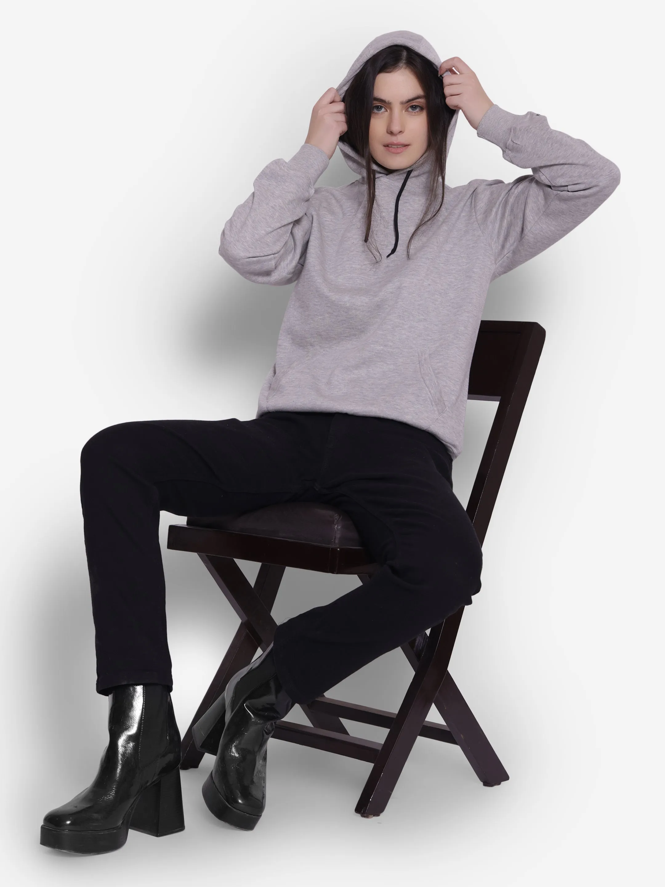 JUMP USA Women Black Solid Hoodie