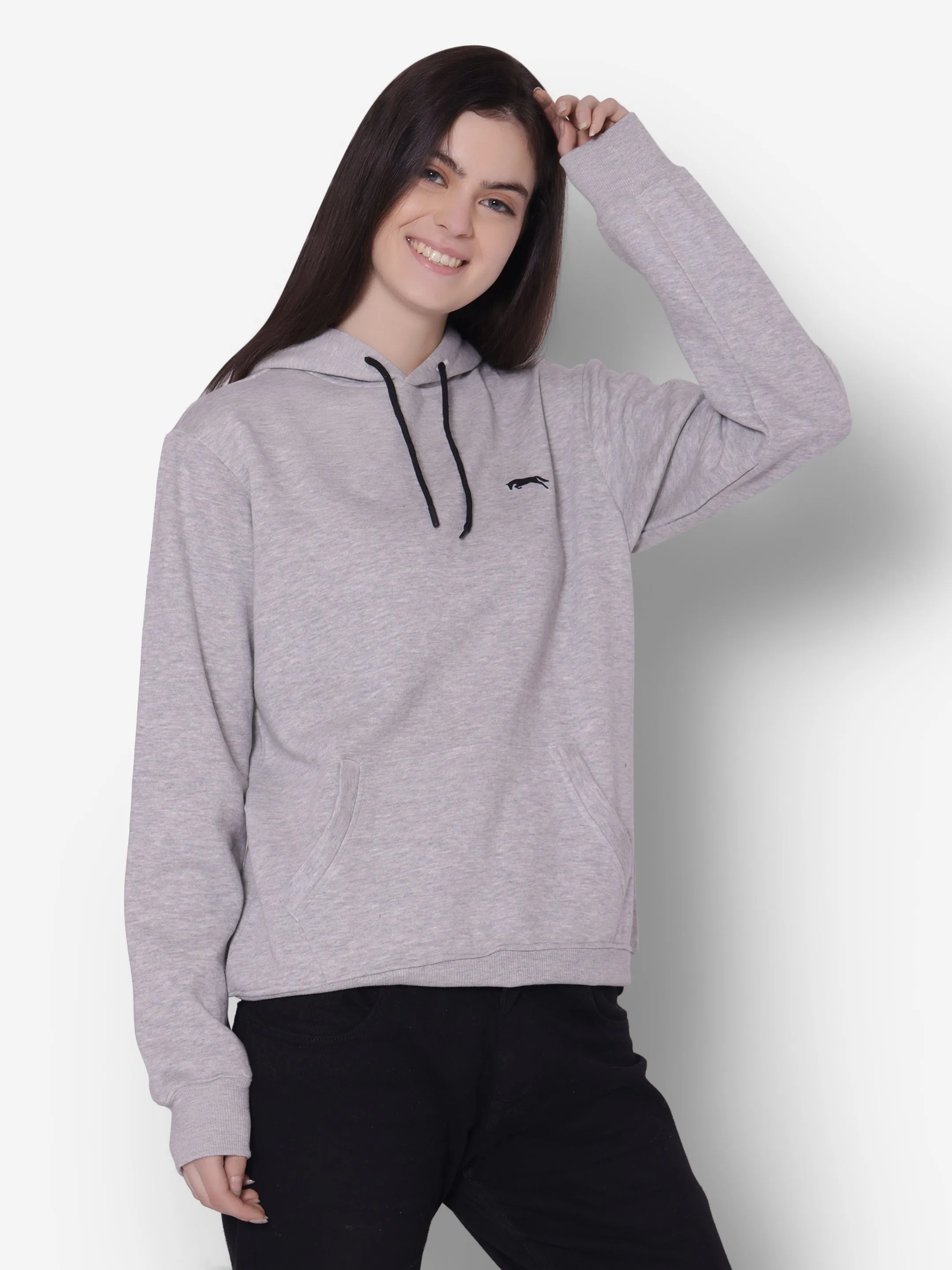 JUMP USA Women Black Solid Hoodie