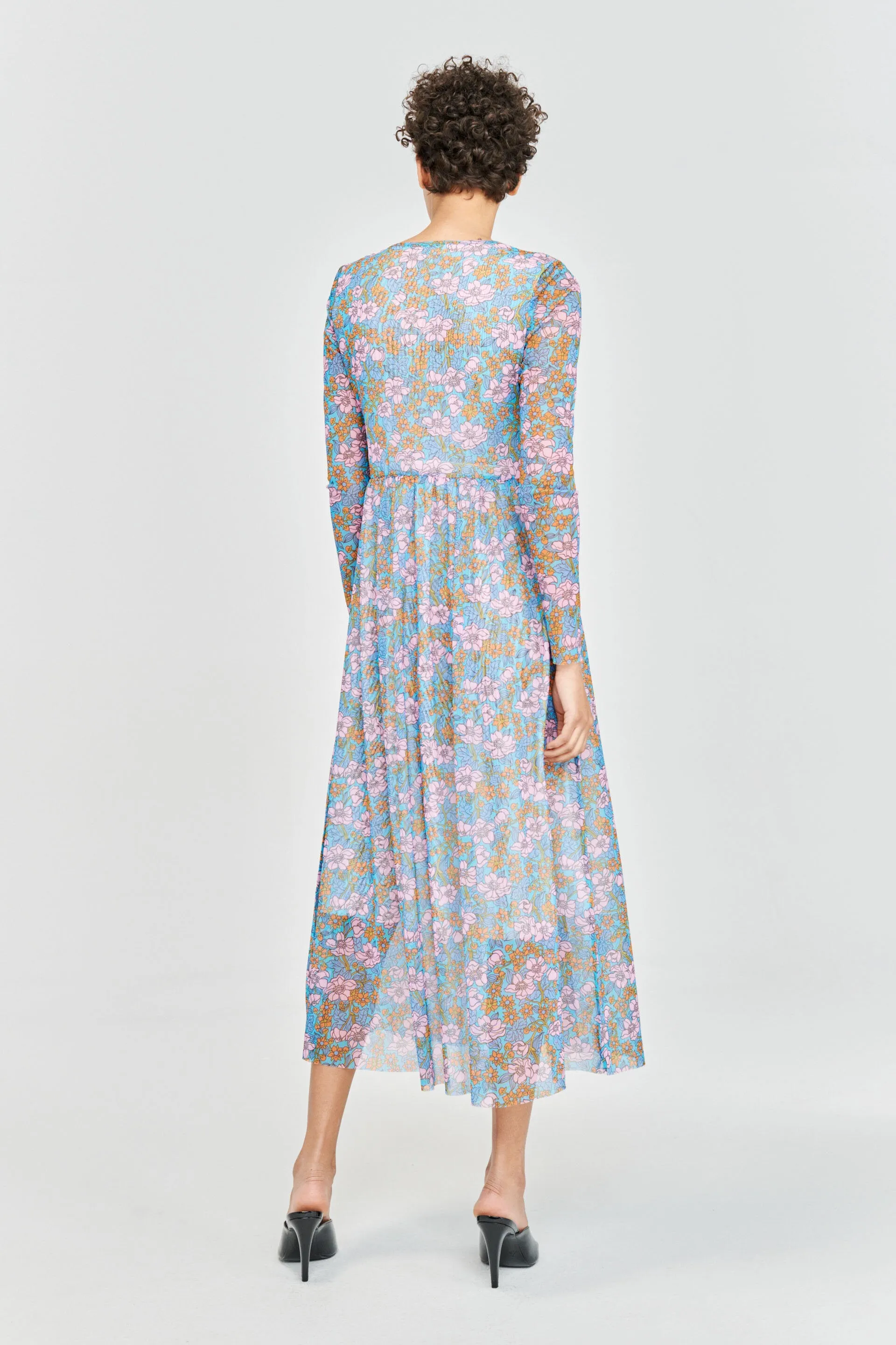 Junia Dress - Blue Flowerscape