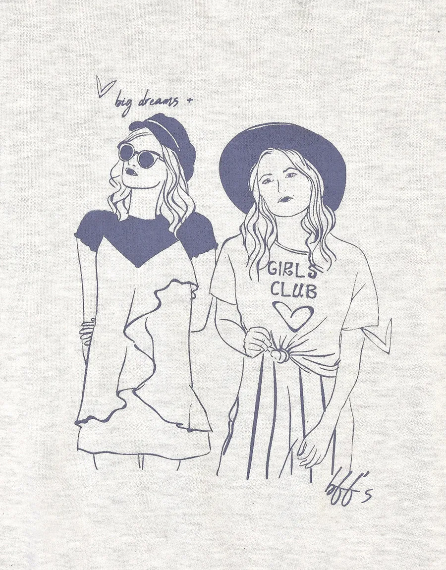 Kids Big Dreams Girls Club Printed Terry Sweatshirt-Grey