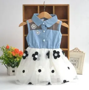 Kid's Denim Skater Dress with Princess Design for Stylish Summer Wear