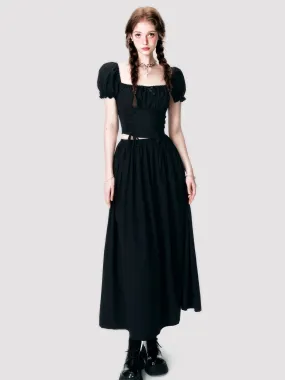 Lace-Up Back-Open Blouse & Long Skirt Set
