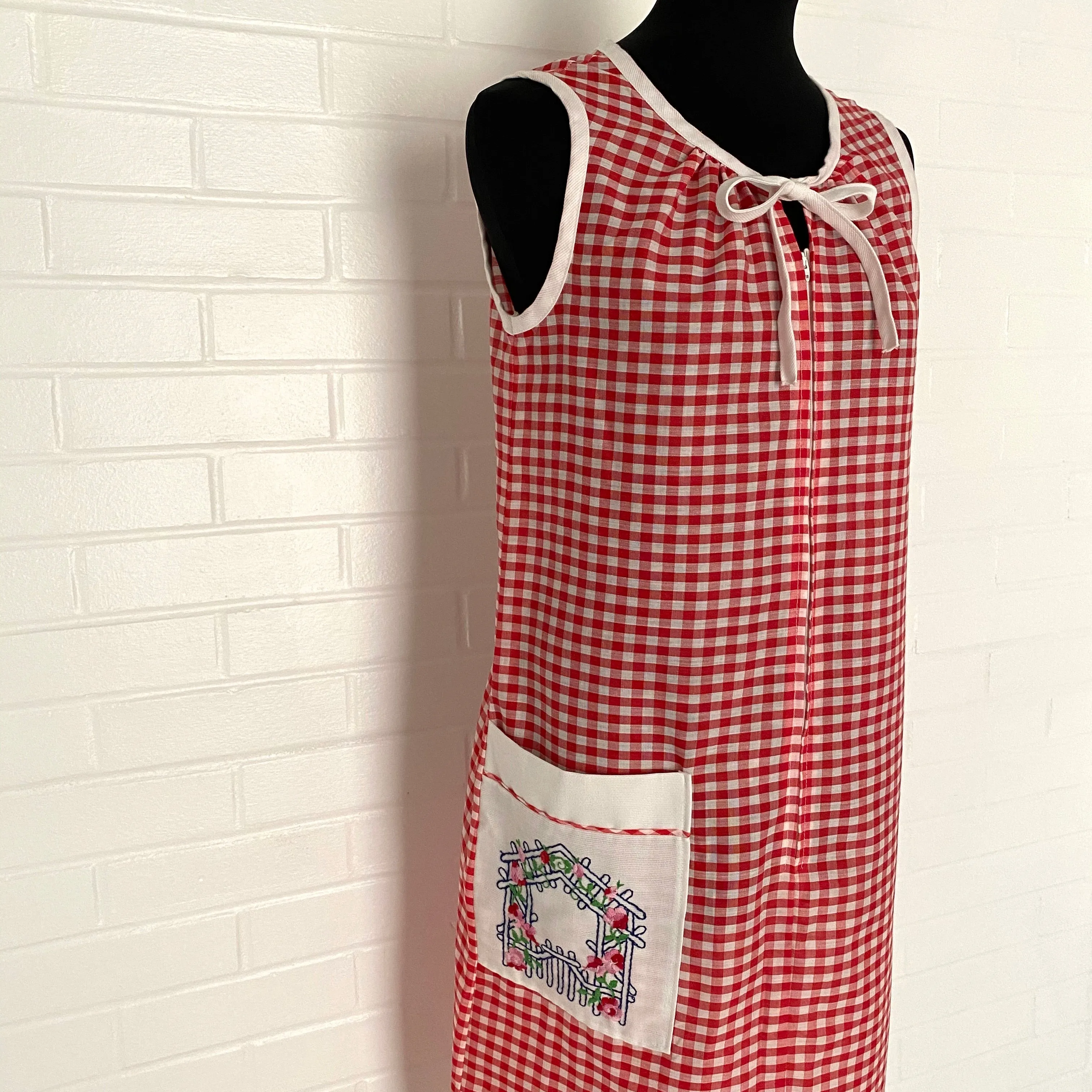 Late 60s/ Early 70s Red & White House Dress