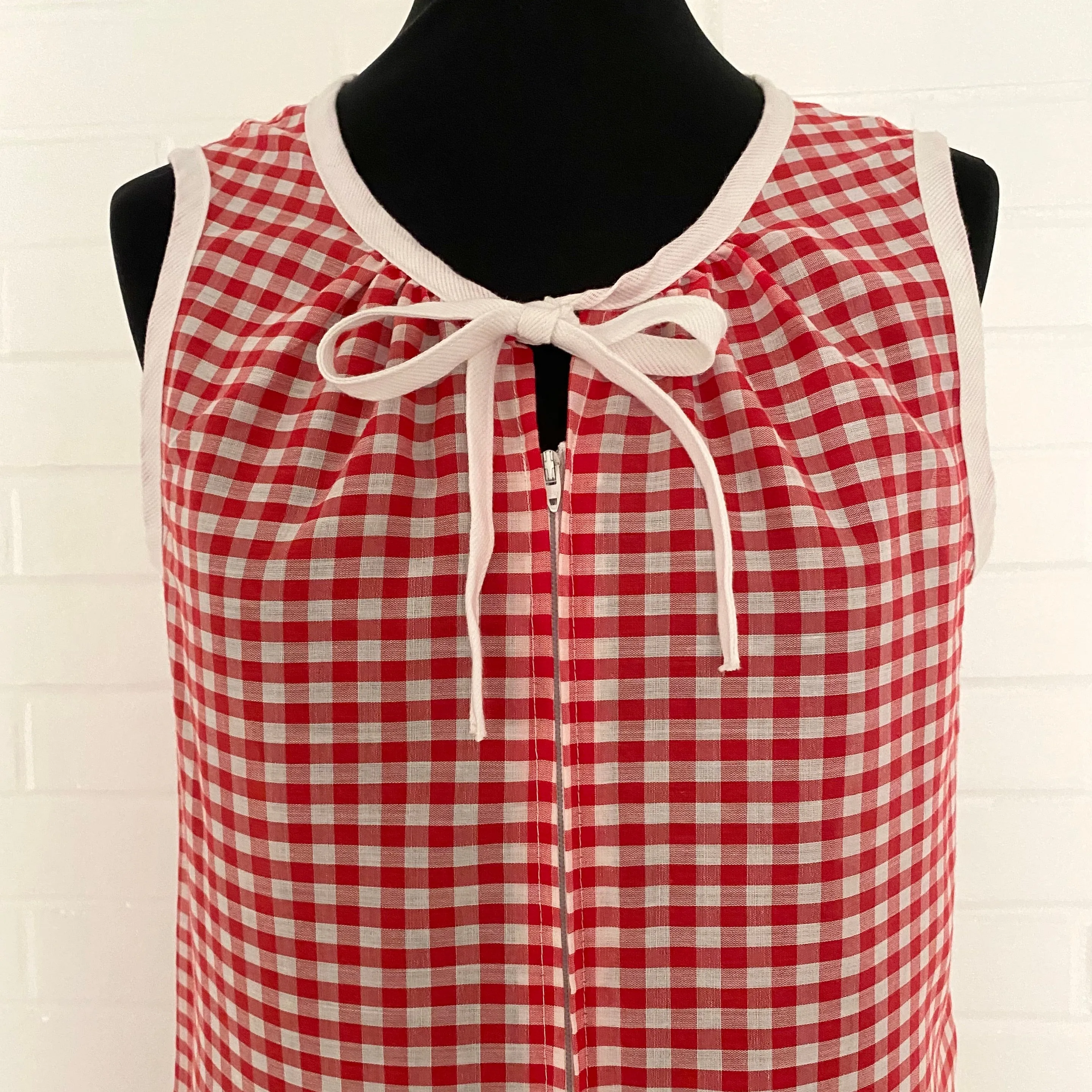 Late 60s/ Early 70s Red & White House Dress