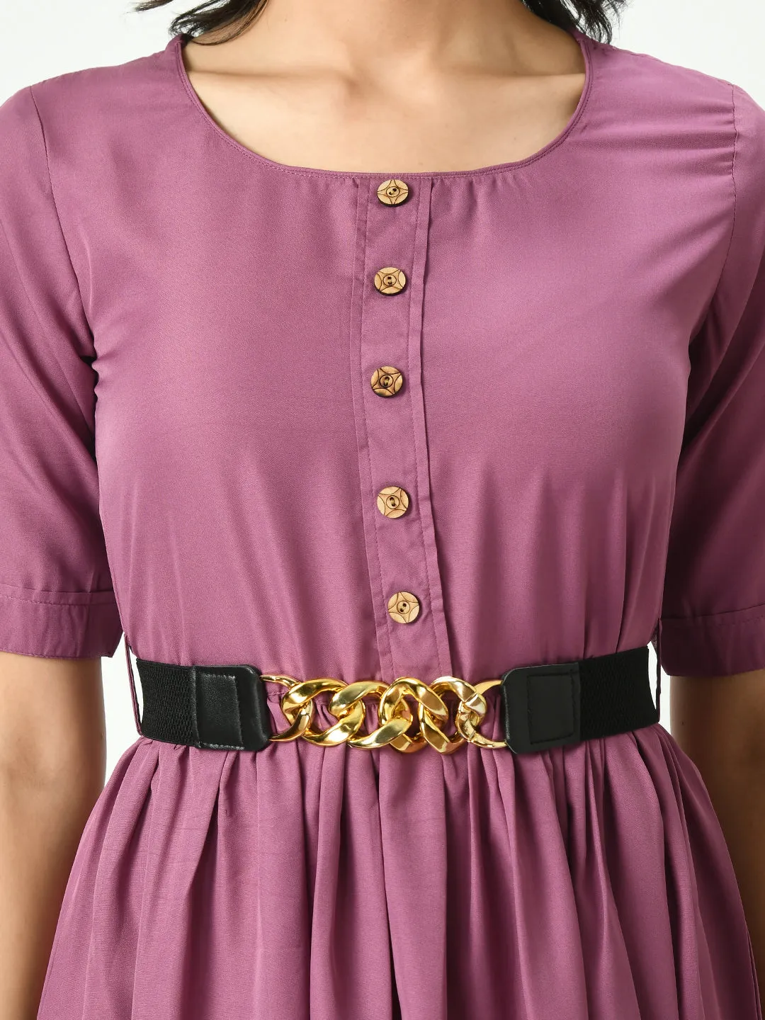 Lavender Stylish Midi Dress For Womens