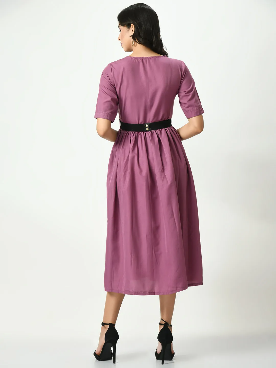 Lavender Stylish Midi Dress For Womens