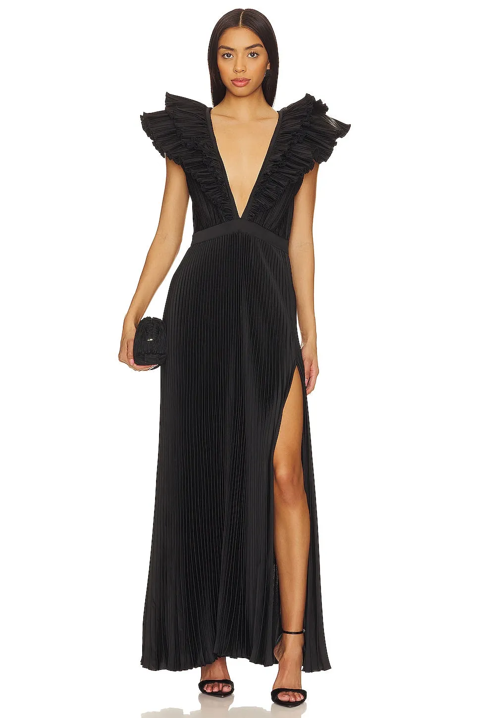 L'idee Tuileries Split Gown - Noir