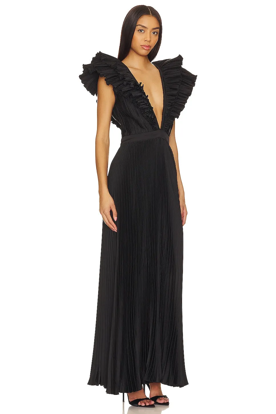 L'idee Tuileries Split Gown - Noir