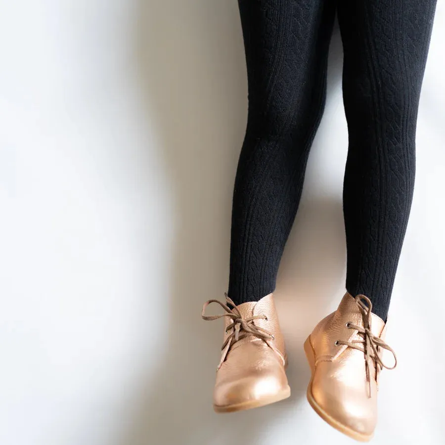 Little Stocking Co Cable Knit Tights - Black