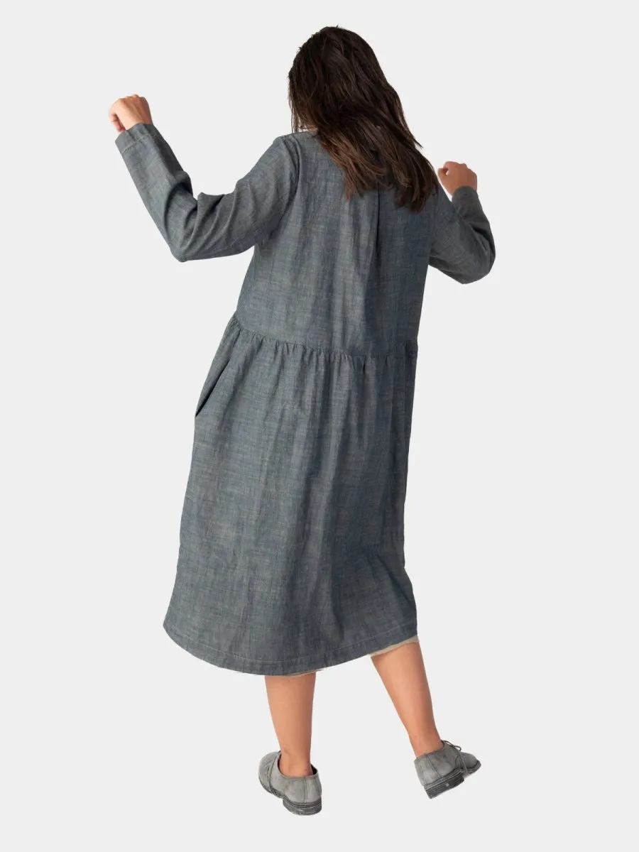 Long Sleeve Open Shirt Dress